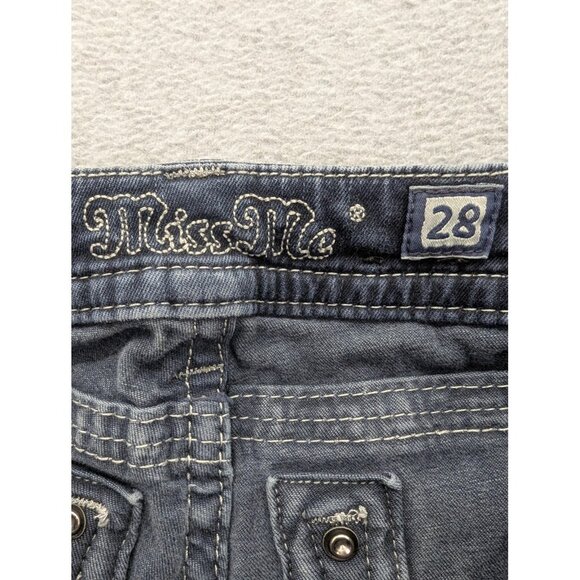 Miss Me Jeans Womens 28 Dark Wash Mid Rise Skinny Embellished Contrast Stitching - Picture 13 of 16
